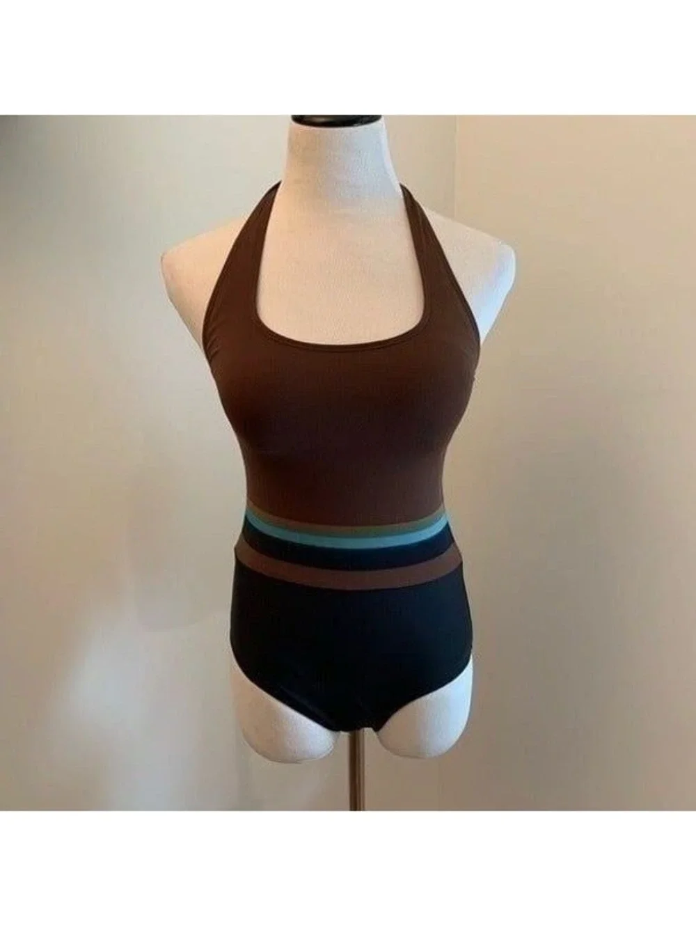 New DKNY One Piece Brown and Black Bathing Suit Sz S